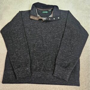 Orvis Pullover Men L Snap Mock Neck Knit Sweater Fleece Feel Casual Outdoor Gray